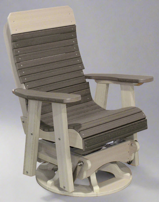 Amish Yukon Contour Back Poly Swivel Glider - Poly Colors Brazilian Walnut on Birch - Main Photo