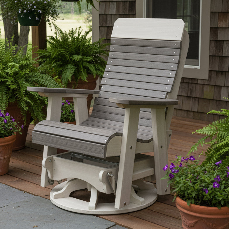Amish Yukon Contour Back Swivel Glider