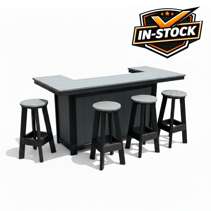 Amish poly Table Serving Bar w/ 4 stools
Dark Gray on Black