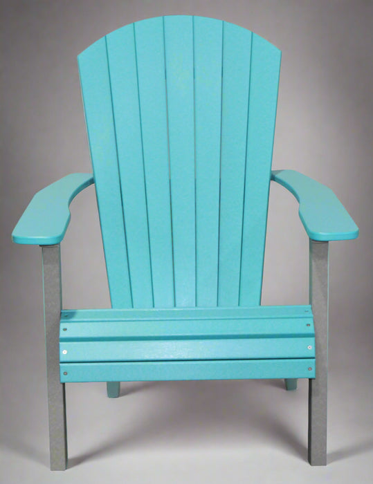Amish sterling Adirondack Chair - Aruba Blue on Dark Gray Poly - Front Facing Photo