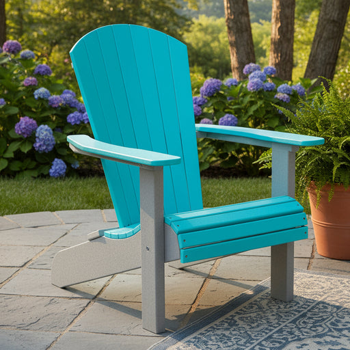 Amish sterling Adirondack Chair - Aruba Blue on Dark Gray Poly - Main Photo