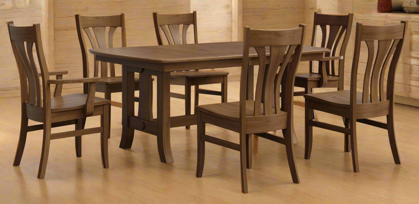 Amish Arlington Dining Set Trestle Table & Chair Sets Shaker Traditional