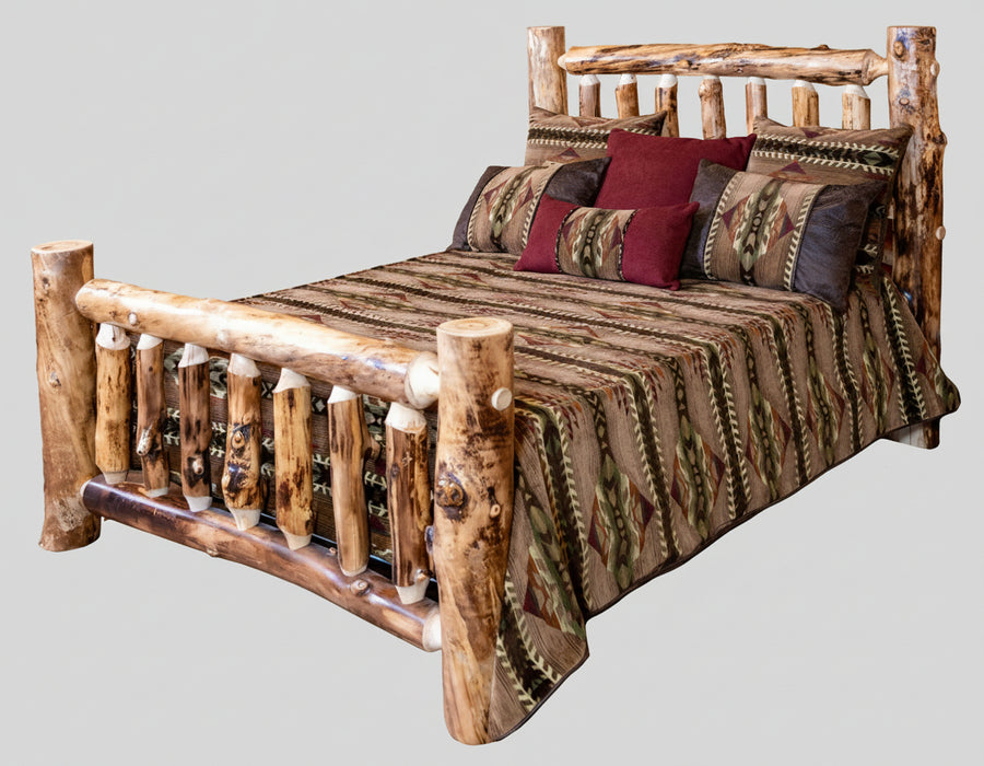 Aspen Log Classic Spindle Bed King Queen Full Twin Cabin Bed