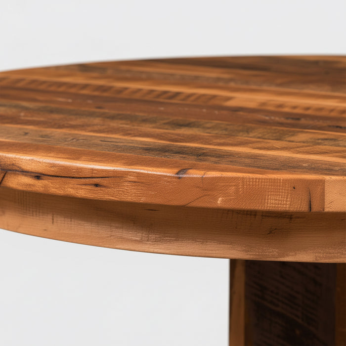 Amish Barn Beam Round Single Pedestal Table