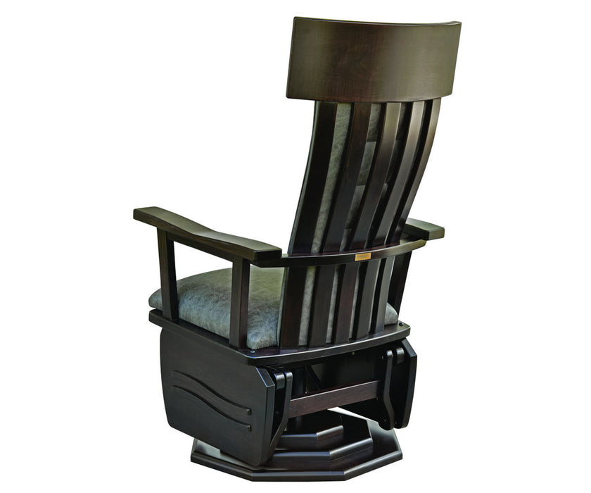 Quick Ship Amish London Buckeye Swivel Glider - Amish Made Swivel Glider  - Buckeye Rocker's - No Background - Back View