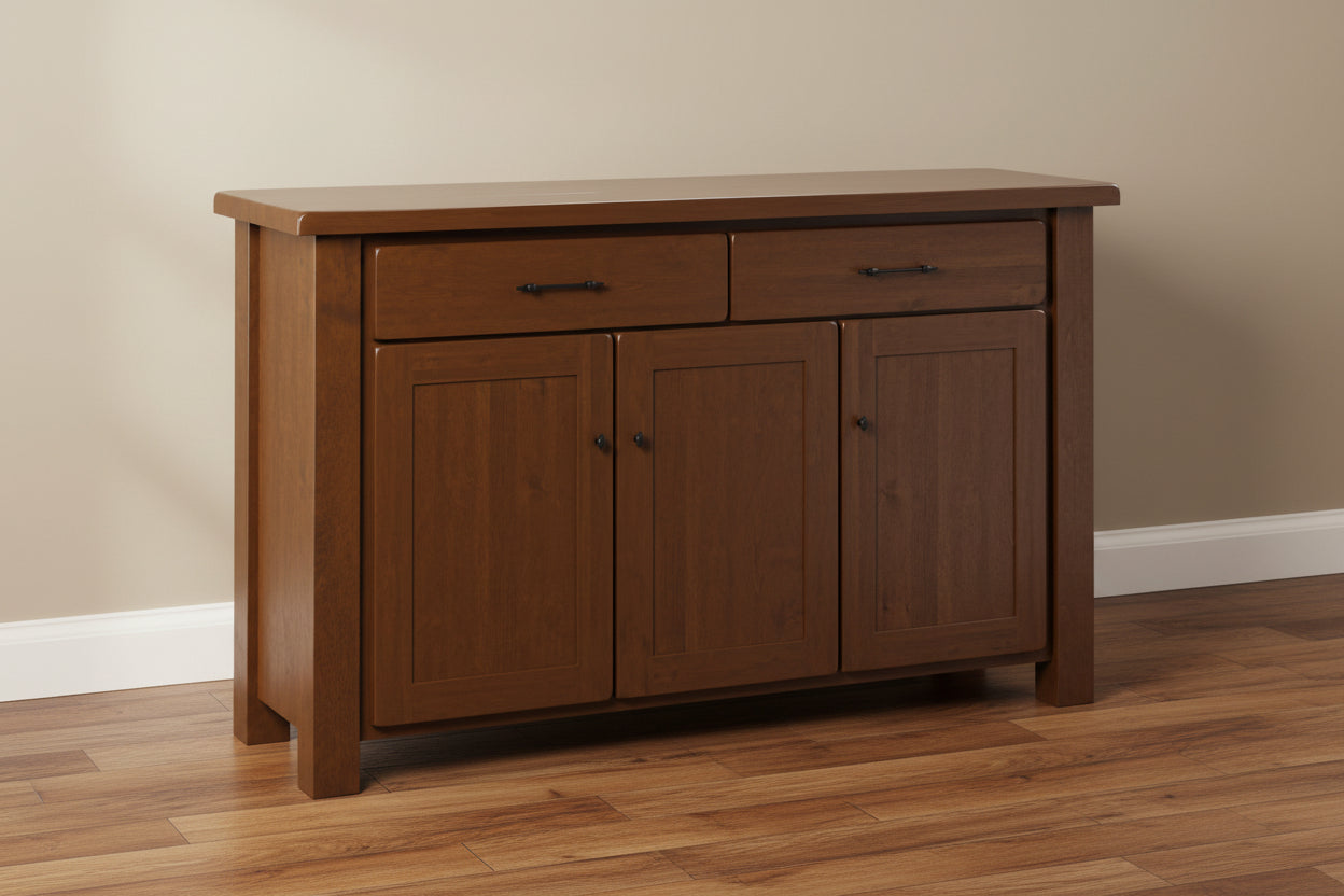 - Standard Hardware: K58-BL, K558-BL
- Outset Doors &amp; Drawers
- Barn Floor Top
- 1-Adjustable Shelf
- Solid Wood Sides
- 3 x 3 Posts