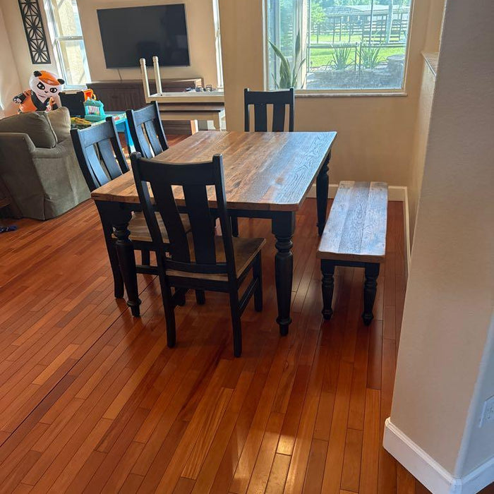 Amish Reclaimed Barnwood Belmont Dining Set With Bench