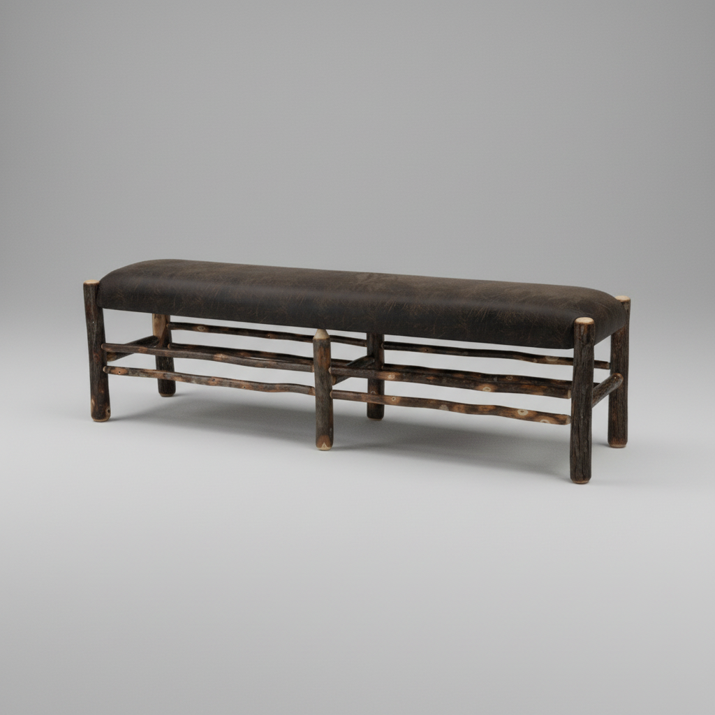 Amish Hickory Log Upholstery Dining Bench (Multiple Sizes)