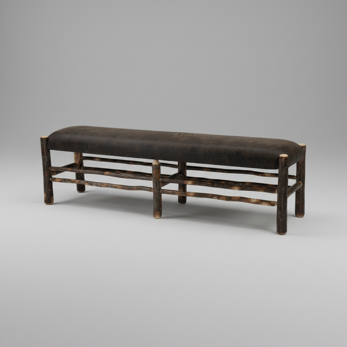 Amish Hickory Log Upholstery Dining Bench (Multiple Sizes)