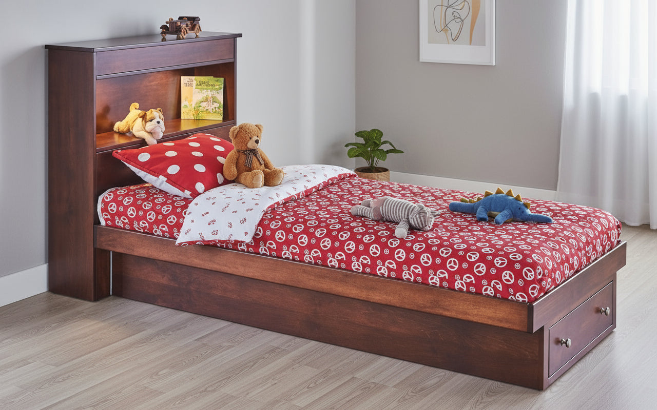 Amish Shaker Bookcase Bed w/ Storage