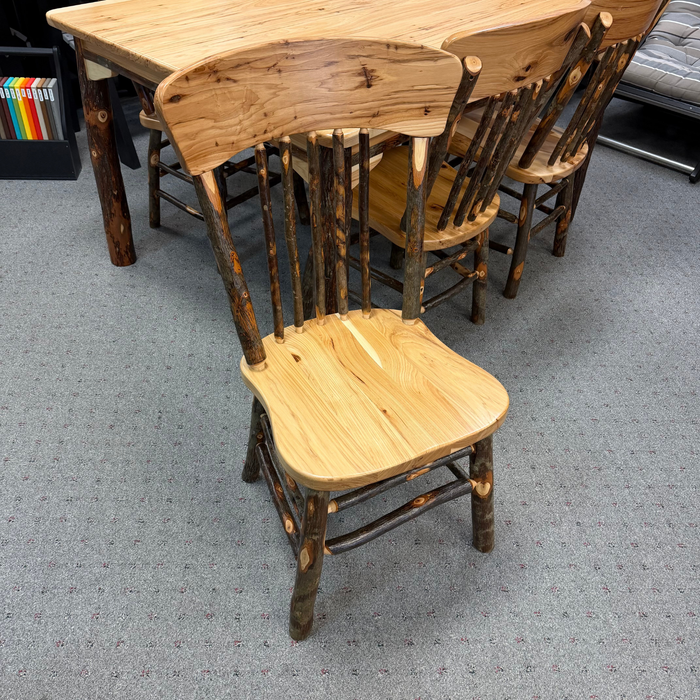 Custom Amish Hickory Log Dining/Counter/Bar Set with (6) Panel Back Chairs (Swivel Seats on Counter/Bar)
