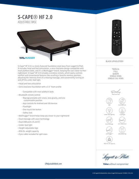 Leggett & Platt S-Cape HF 2.0 - Adjustable Foundation Base