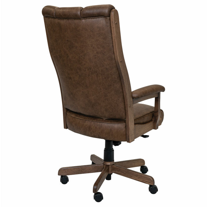 Quick Ship Amish Clark Executive Office Chair - Amish Made Faux Leather Office Chair - Buckeye Rockers - Back View