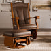 Quick Ship Amish Texas Buckeye Swivel Glider - Top Grain Leather Glider - Buckeye Rockers - Real Photo