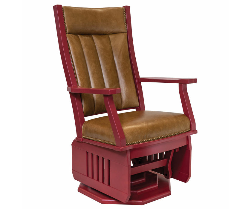 Quick Ship Amish Mission Buckeye Swivel Glider - Buckeye Rockers - Amish Made Leather Swivel Glider - Top Grain Leather Glider - Painted