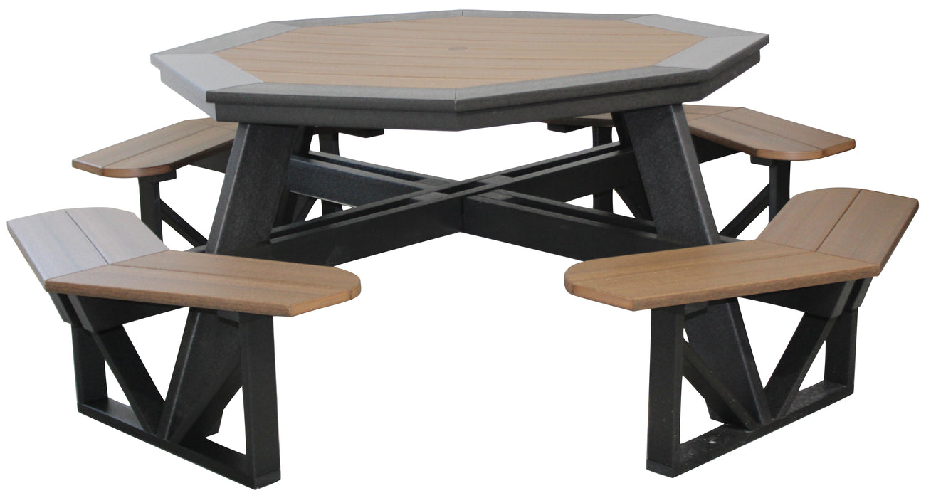 Octagon Picnic Table w/ Attached Benches Picnic Tables