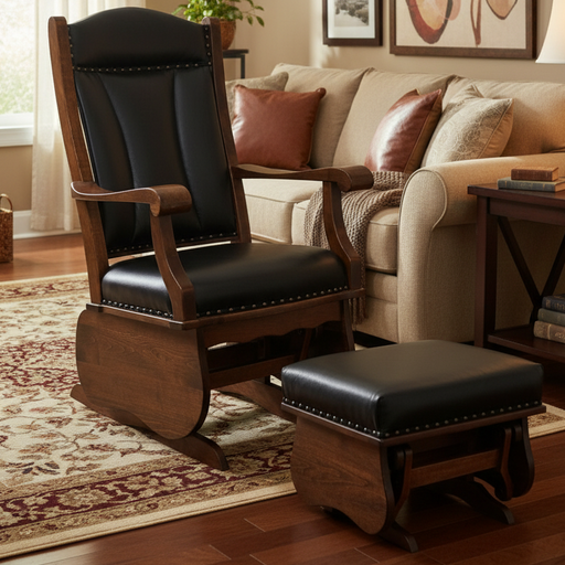 Amish Buckeye Glider With Gliding Ottoman - Buckeye Rockers