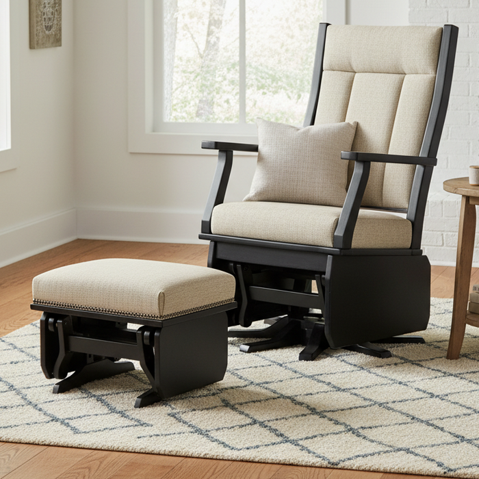 Amish Mission Gliding Ottoman with Solid Sides