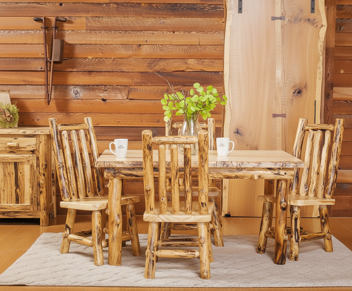 Amish Smoky Mountain Log 4' Dining Set