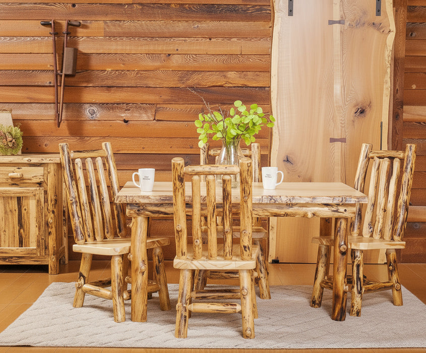 Amish Smoky Mountain Log 4' Dining Set