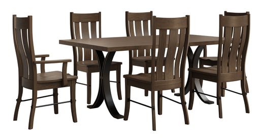 Amish Carla Dining Set Metal Base Table & Chair Sets Farmhouse Modern