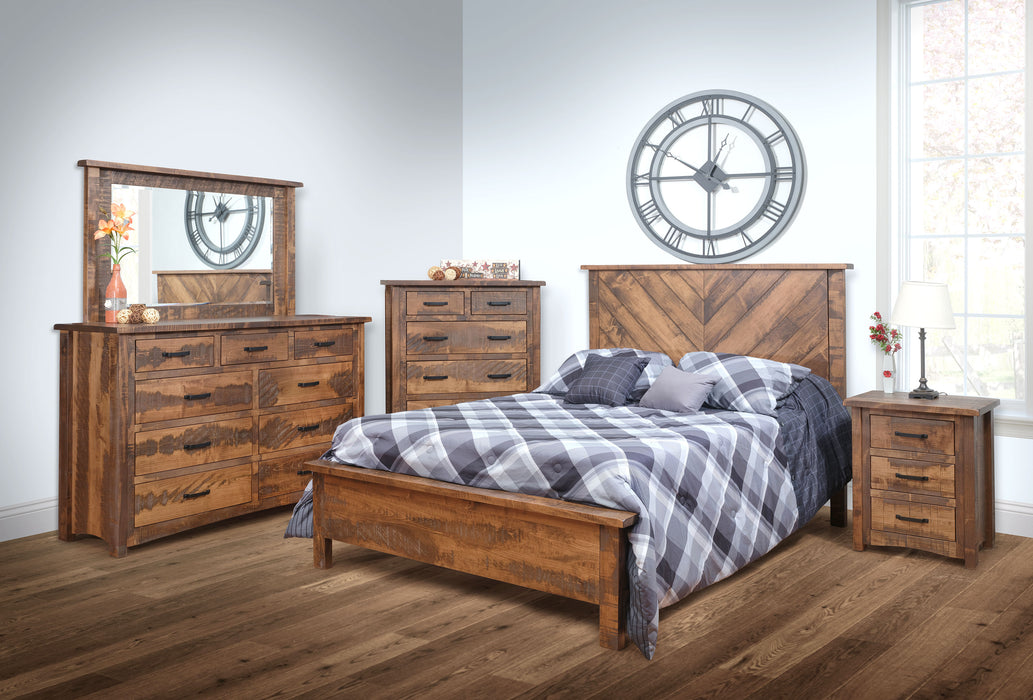 Amish Cavallo Rough Sawn Bedroom Set 5-Piece Set Farmhouse Rough Sawn