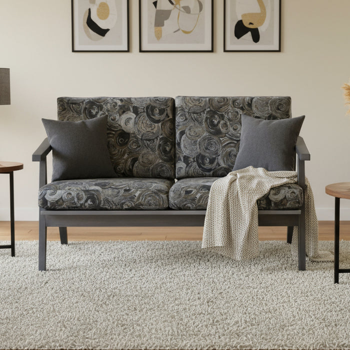Amish Century Loveseat Stationary Love Seats Heartland Fabric Indoor Fabric Mid-Century Modern