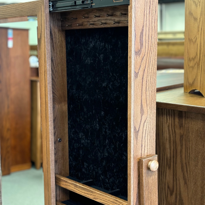 Amish Sliding Door Cheval Mirror - Barn Track Crown - Rough Sawn Cheval Mirrors Farmhouse Rough Sawn