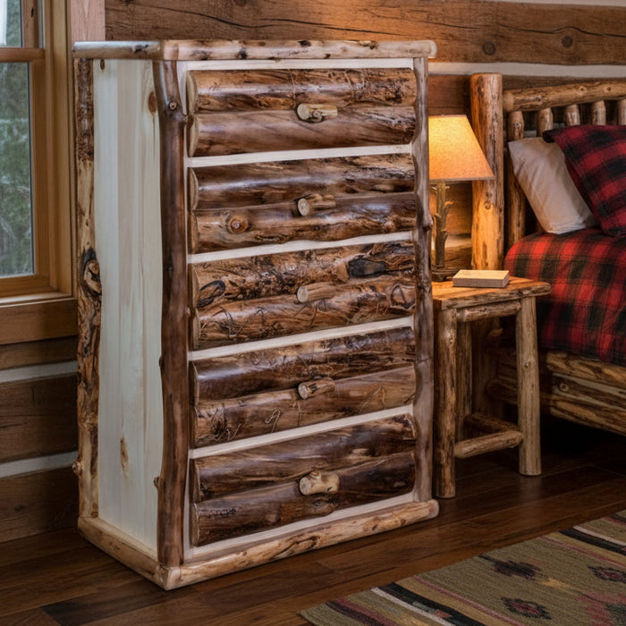 Amish Classic Aspen Log 5-Drawer Chest