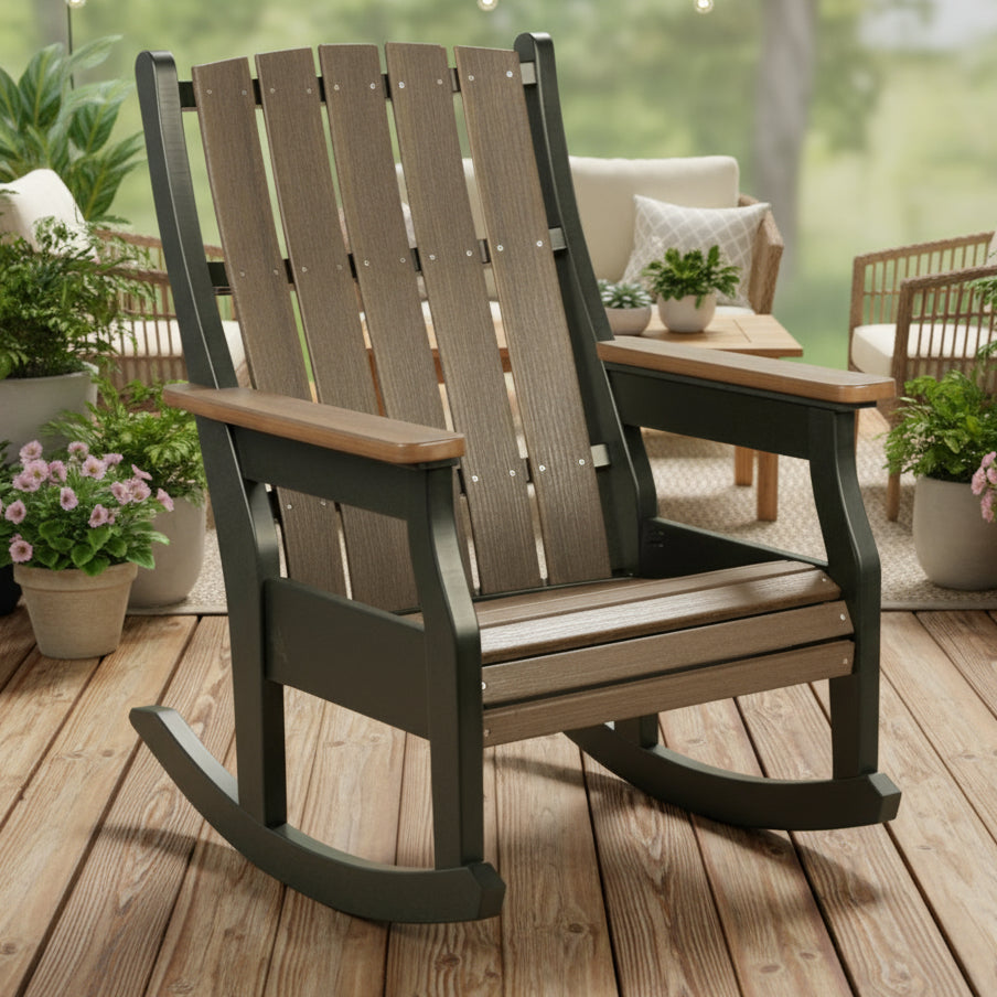 Columbia-Comfort-Zone-Rocking Chair Two Toned Antique Mahogany on Blavck