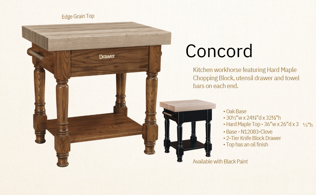 Amish Concord Kitchen Island
