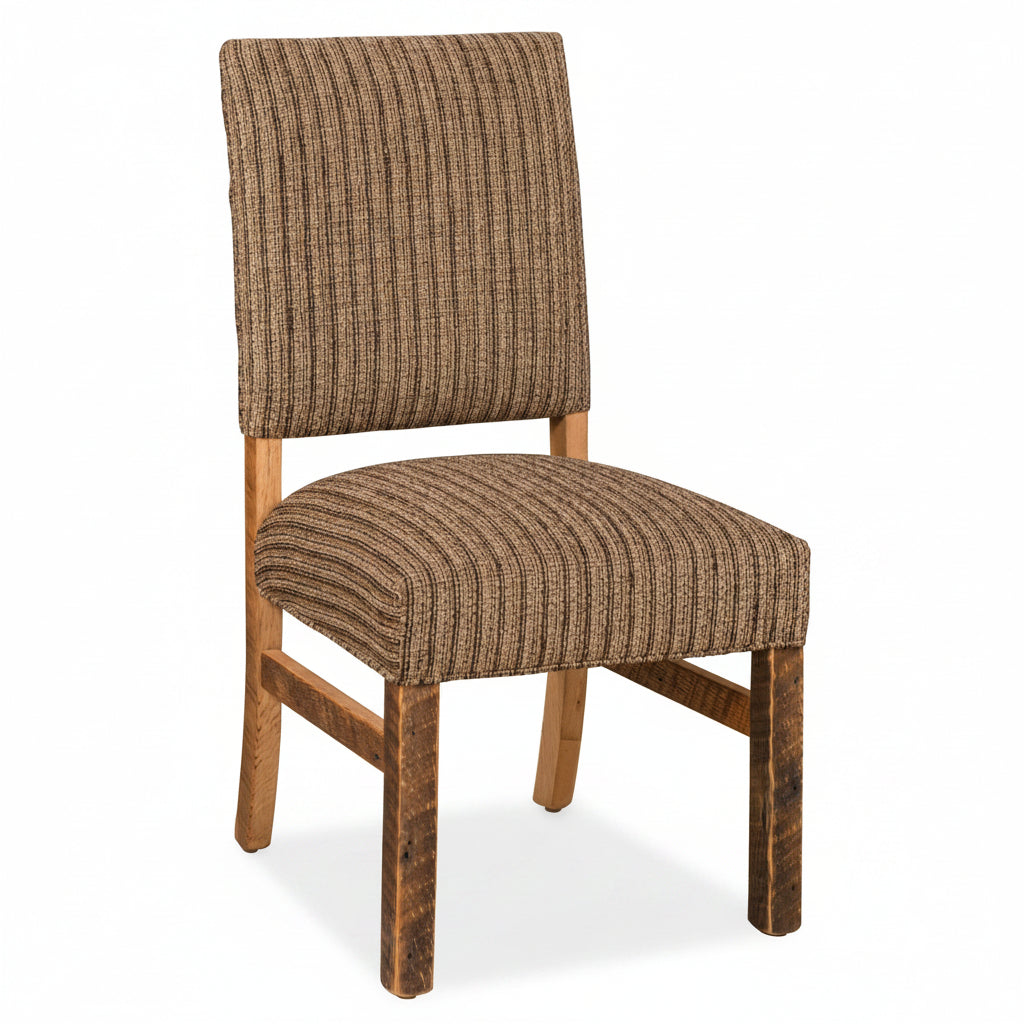 Country Hill Open Back Reclaimed Dining Chair Fabric Dining Chairs Farmhouse Heartland + Weaver Reclaimed Barnwood