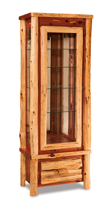 Amish Log Display Cabinet w/ Touch Light