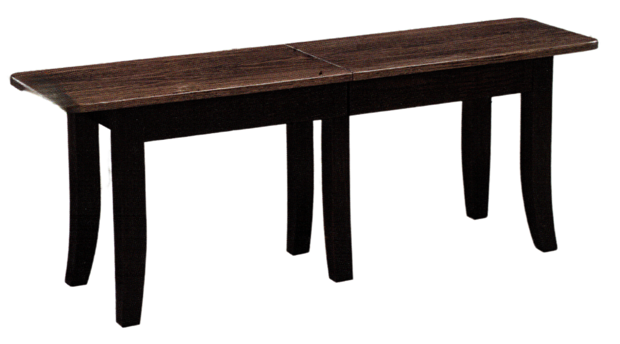 Amish Curved Shaker Extend-A-Bench Benches With Leaves Contemporary Shaker