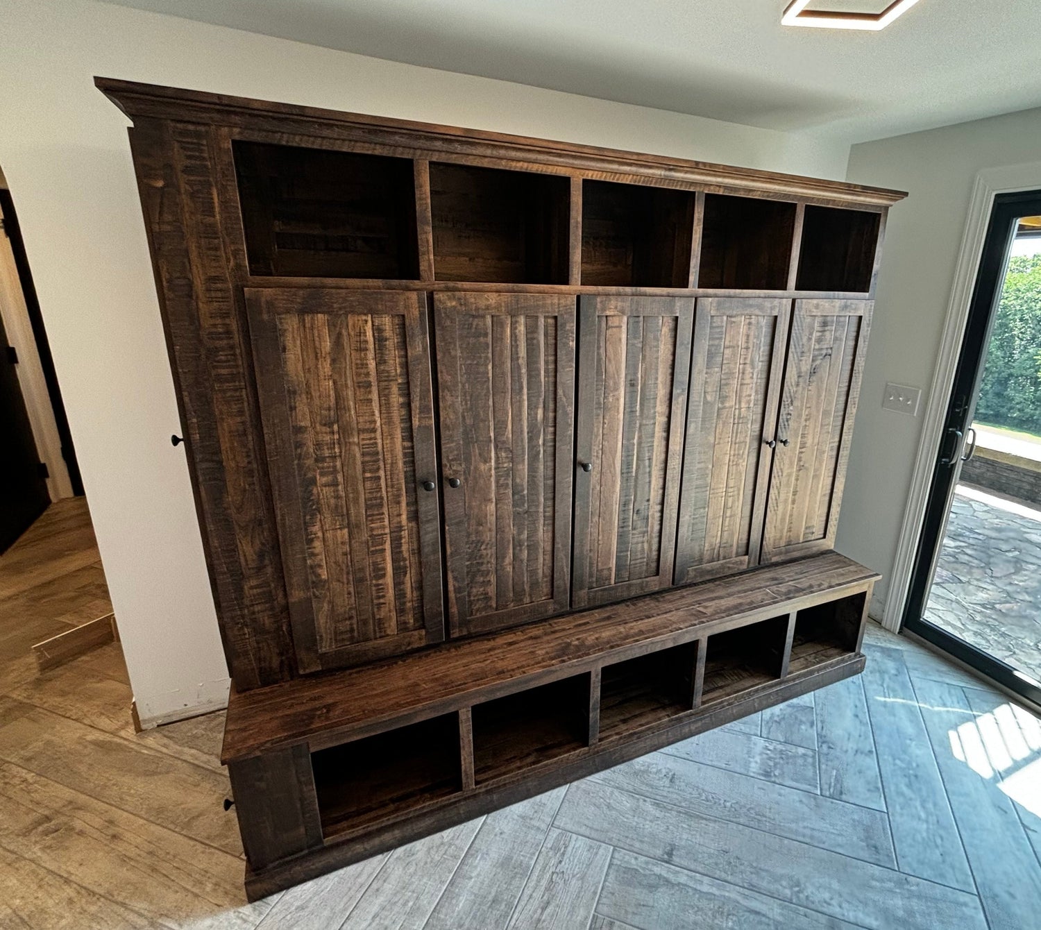 Amish Custom Hall Seat Locker 96" Wide Custom Furniture No Price