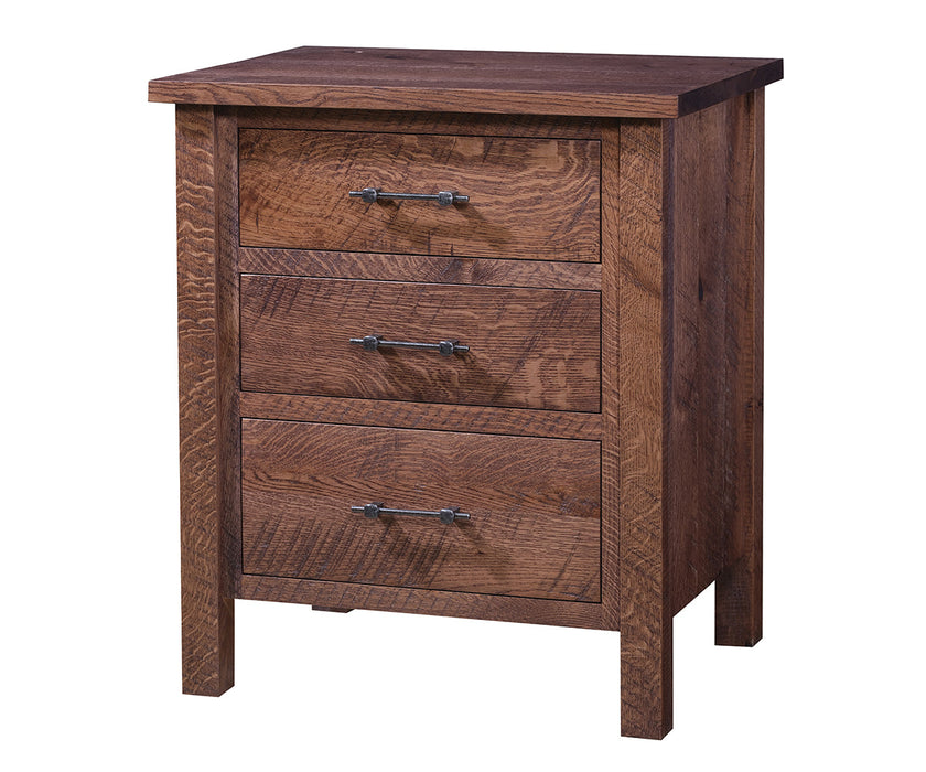 Amish Blue Ridge Rough Sawn 3 Drawer Night Stand