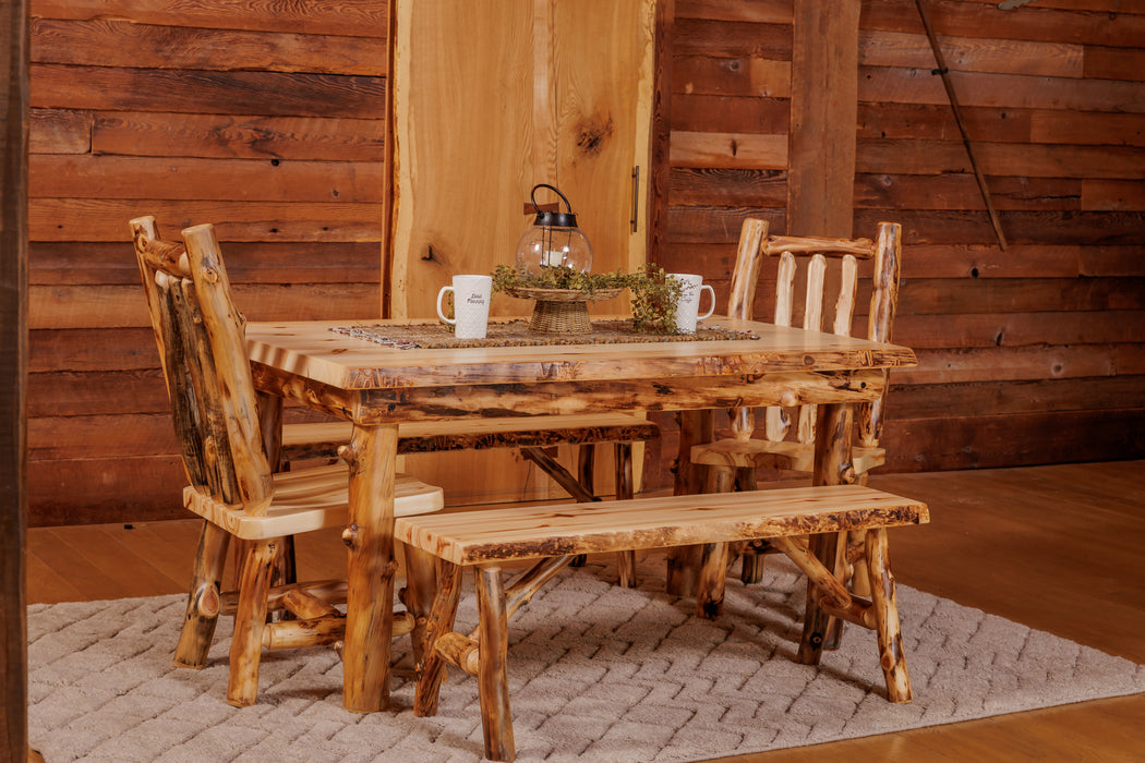 Amish Smoky Mountain Log 4' Dining Set