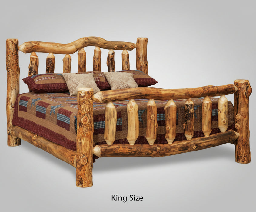 Quick Ship Amish Elkhorn Aspen Log Bedroom Set