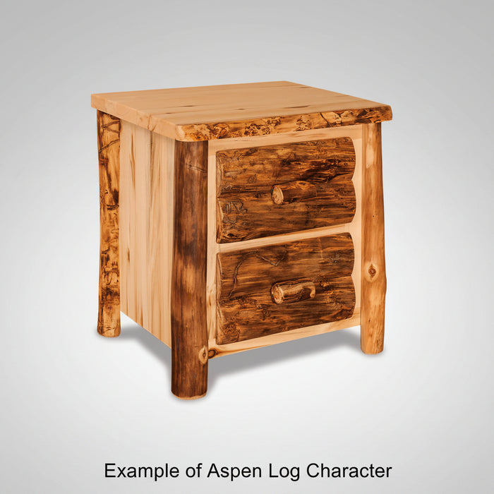 Amish Log Slat Bed With Low Footboard with Platform Option