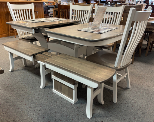 Amish Farmhouse Galveston Dining Set - Solid Brown Maple