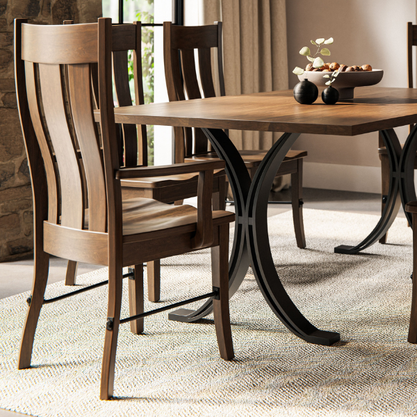 Amish Carla Dining Set Metal Base Table & Chair Sets Farmhouse Modern