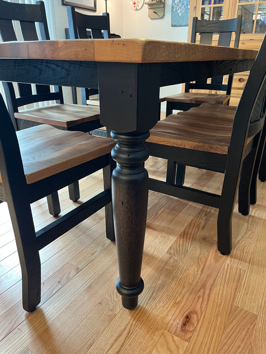 Reclaimed Belmont Dining Table Natural Barnwood 2 Toned with Ebony Black Front Facing