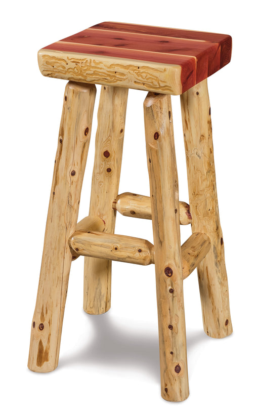 Amish Square Seat Log Bar Stool Barstools Log Furniture