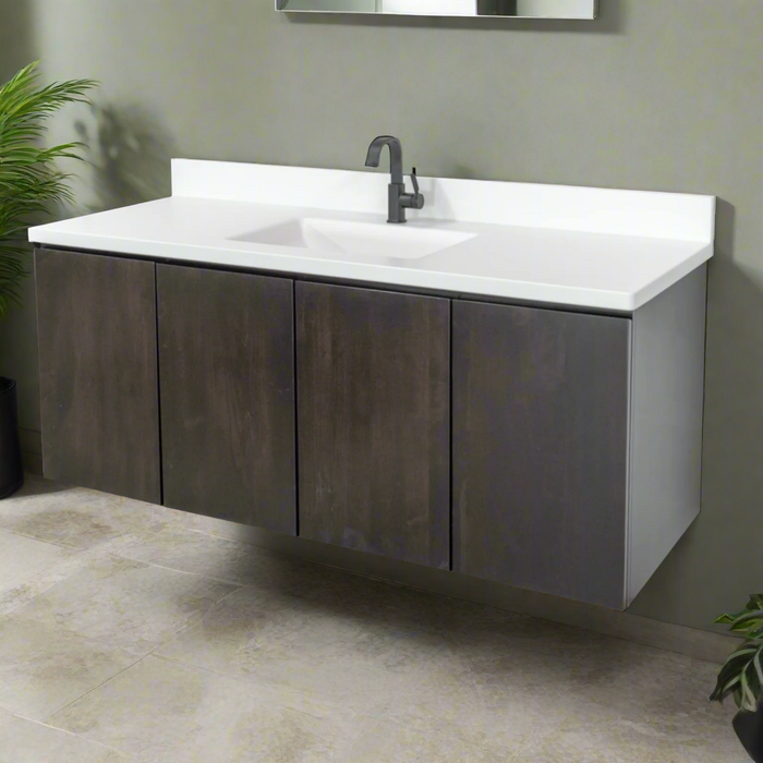 Amish Floating Ellington Bathroom Vanity - Multiple Sizes 60" Wide (Shown) Bathroom Vanities: 60-69" Wide Modern