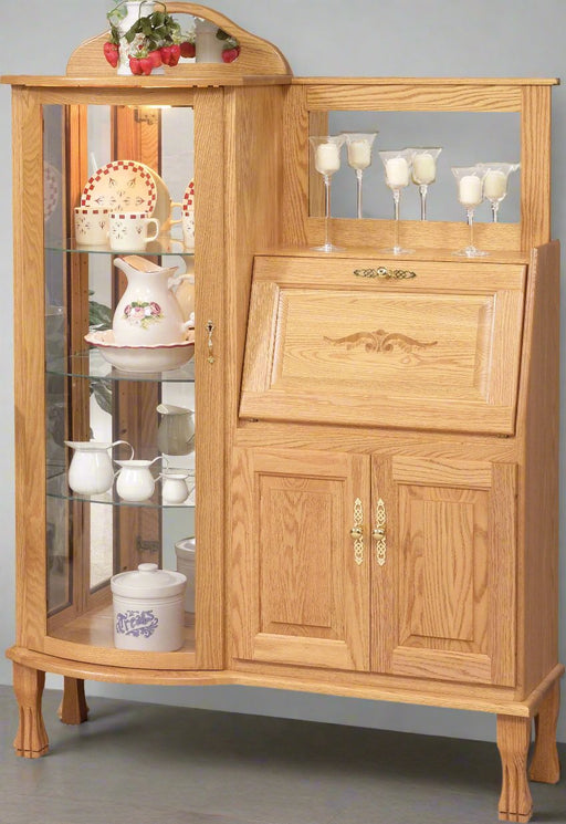 Amish Rectangular Display Cabinet/Curio With Secretary Desk Curios Contemporary