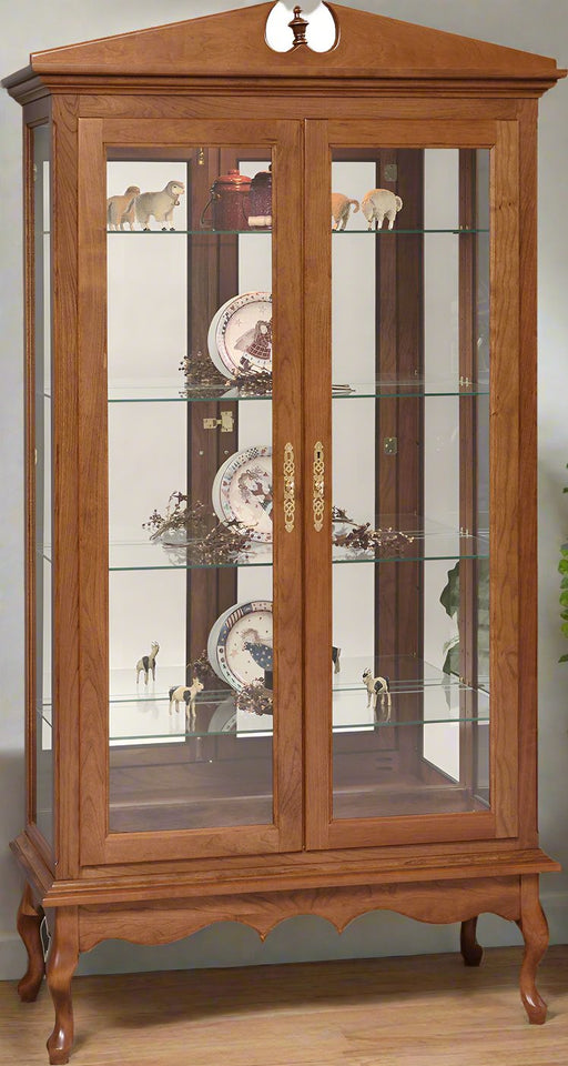 Amish Queen Anne Double Door Display Cabinet/Curio Curios Contemporary