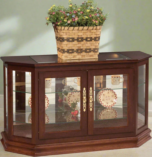 Amish Angled Large Console Display Cabinet/Curio Display Cases Contemporary