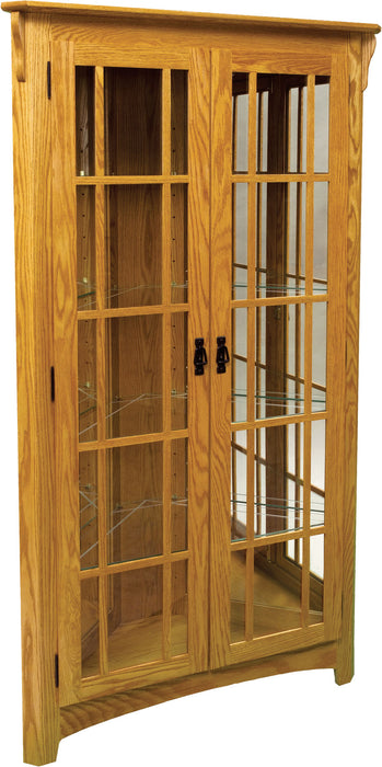 Amish Corner Mission Display Cabinet/Curio Corner Curios Contemporary