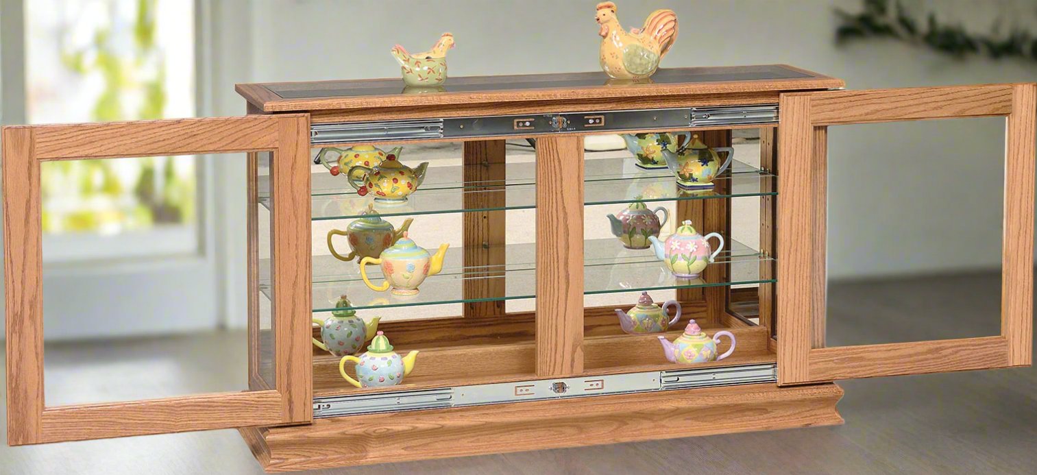 Amish Large Console with Sliding Door, Display Cabinet/Curio Display Cases Contemporary