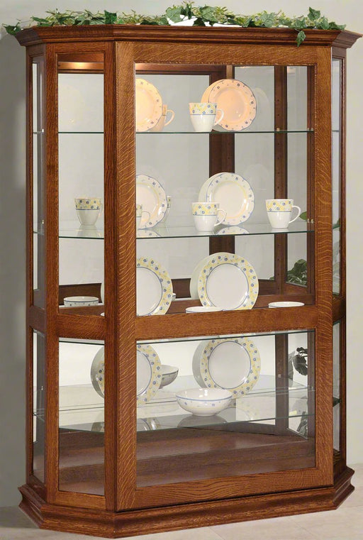 Amish Wide Angled Picture Frame With Sliding Door Cabinet/Curio Curios Contemporary